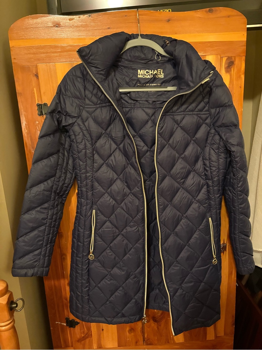 MICHAEL Michael Kors Navy Quilted Midweight Puffer Coat New Medium